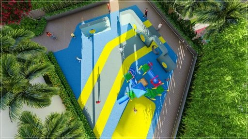 Water play area seen from above, artist impression